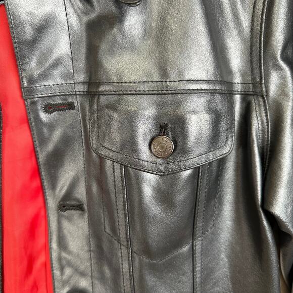 Vintage Ralph Lauren Leather Jacket Womens Medium Black Lined 90s Y2K Biker - Picture 11 of 16